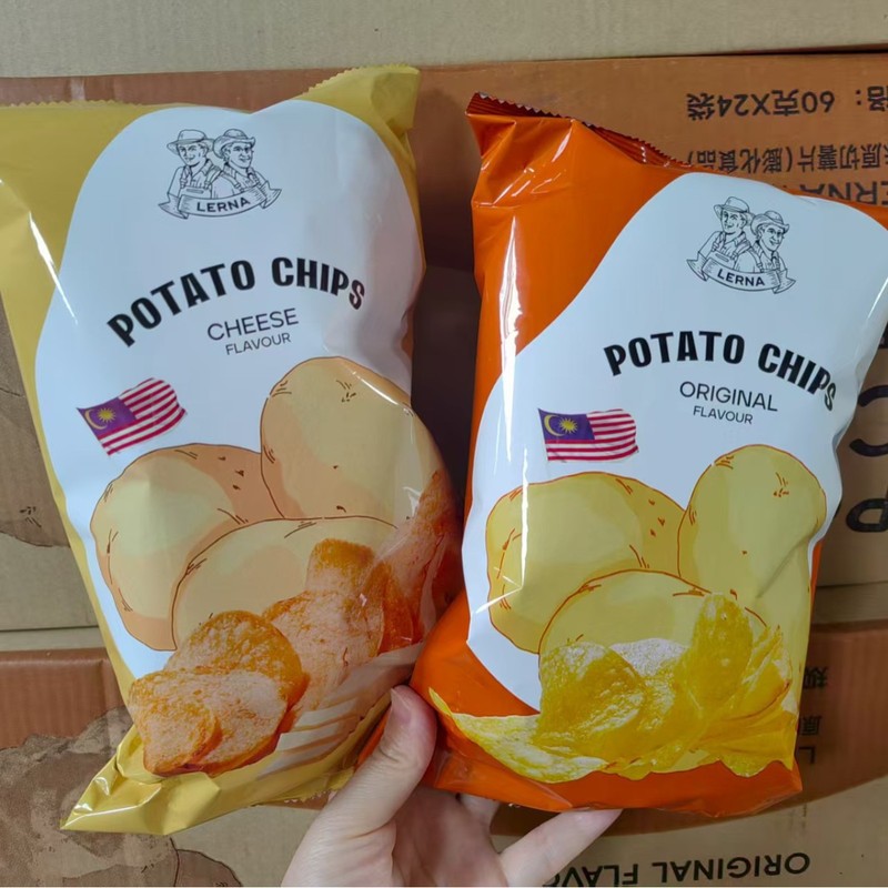 LERNA莱纳奶酪味原切薯片60g原味开袋即食马来西亚原装进口膨化品|undefined