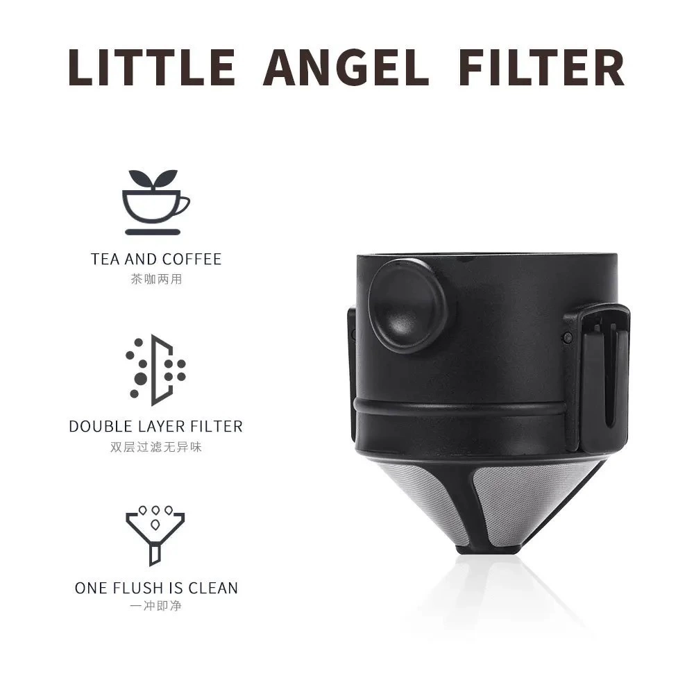 Маленький Ангел кофе фильтр из нержавеющей стали без фильтра бумажный кофе воронка портативный складной ухо висит ручной кофе