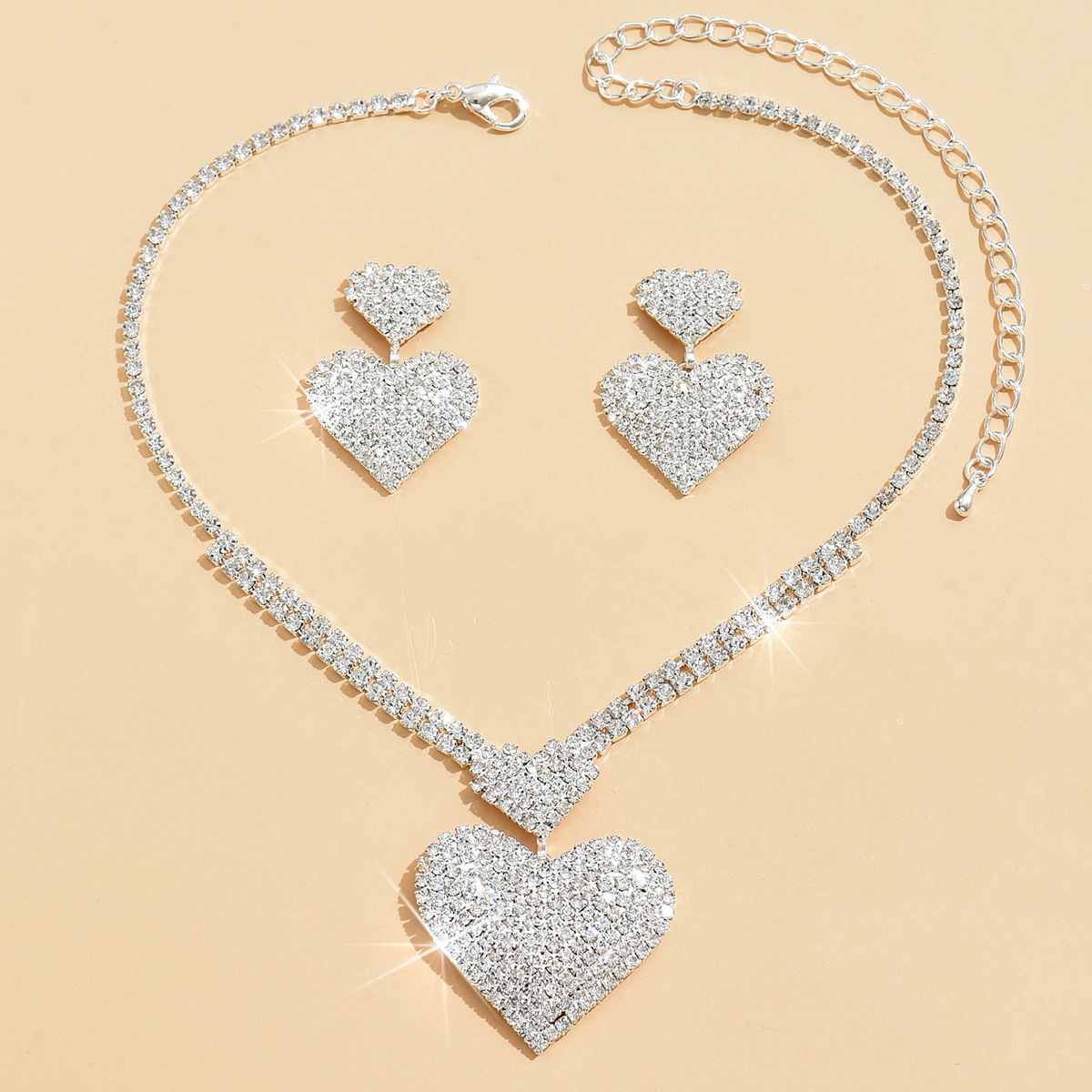 Simple Style Commute Heart Shape Alloy Inlay Rhinestones Women's Jewelry Set display picture 4