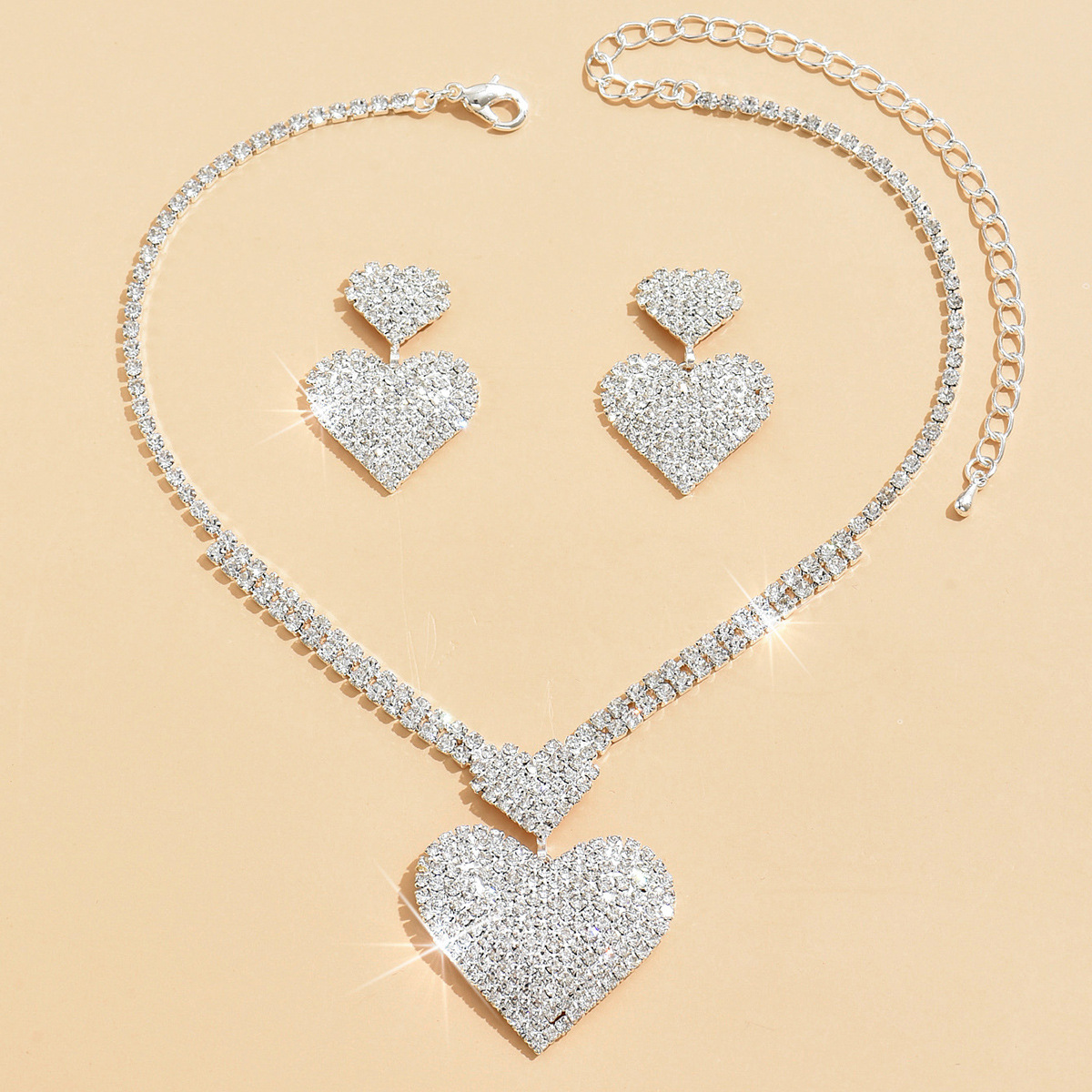 Heart Shape Pattern Women's Gender Simple Style Commute Heart Shape Alloy Inlay Rhinestones Women's Jewelry Set