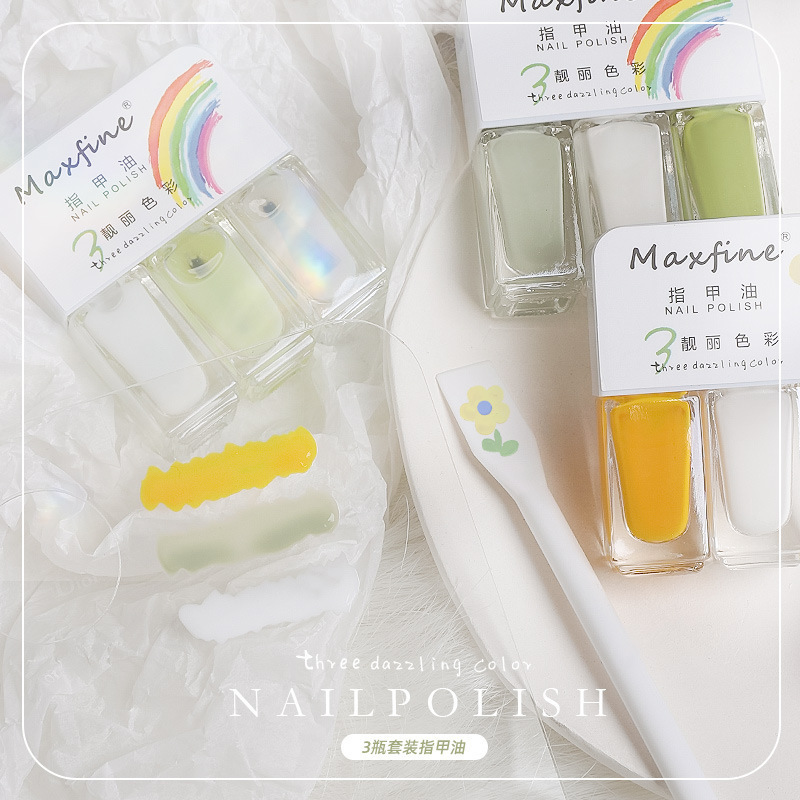 MAXFINE3 PCS combinación esmalte de uñas de secado rápido sin hornear trillizos pelable lagrimeo manicura 25 colores en stock al por mayor