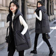 女马甲新款秋冬中长款羽绒棉马甲背心坎肩收腰加厚宽松外套