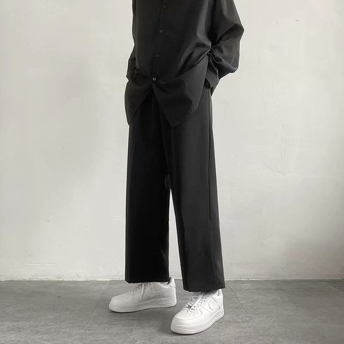 Men's Han Style Trendy Straight Leg Pants Loose Drape Comfortable Casual Western Pants for Men Suit Pants Men Spring and Autumn Long Pants