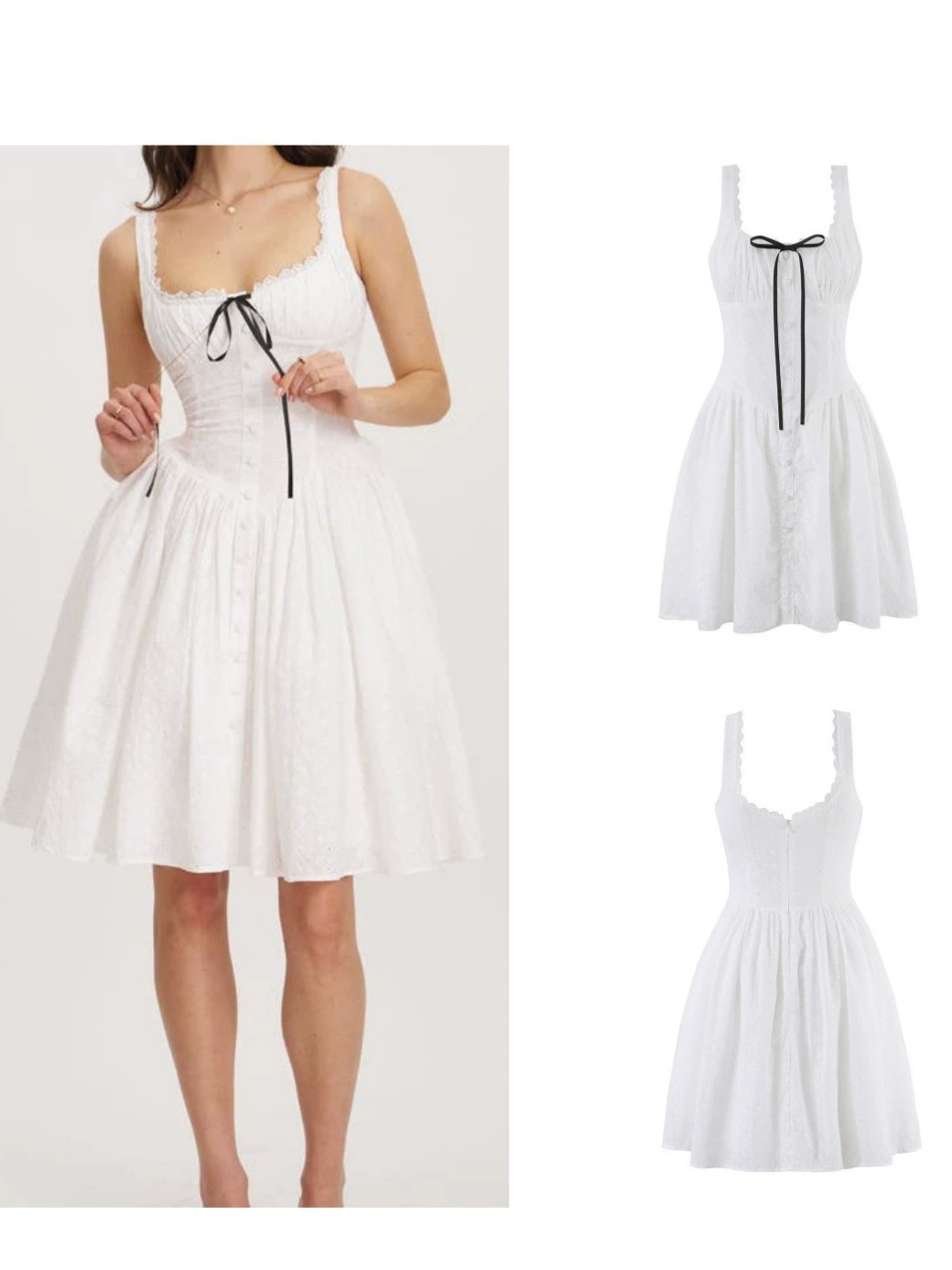 fashionable lace solid color dress sleevless with bow