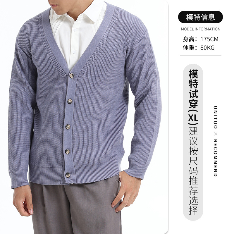 Hombres botón de viento perezoso jersey de punto Cardigan chaqueta de hombre otoño y invierno estilo coreano casual suéter holgado versátil