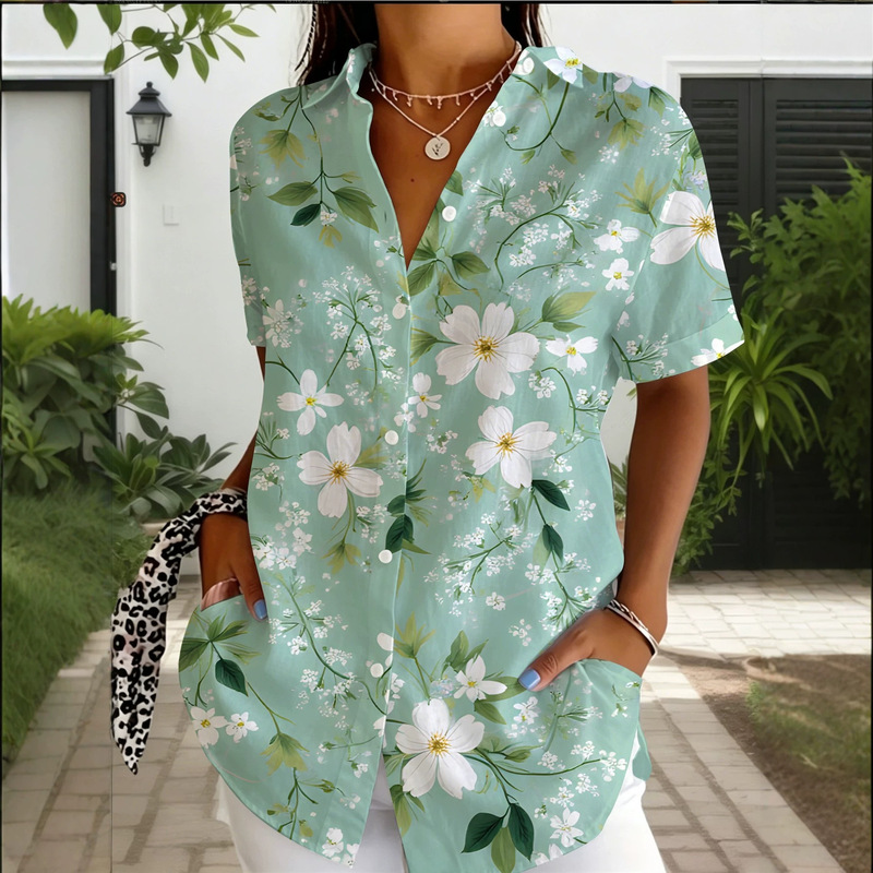 Amazon's Best-Selling Product: Hummingbird Tropical Floral Print Short-Sleeve Shirt, Women's Loose Casual Cardigan, Cross-Border Women's Fashion Amazon's Best-Selling Product: Hummingbird Tropical Floral Print Short-Sleeve Shirt, Women's Loose Casual Cardigan, Cross-Border Women's Fashion