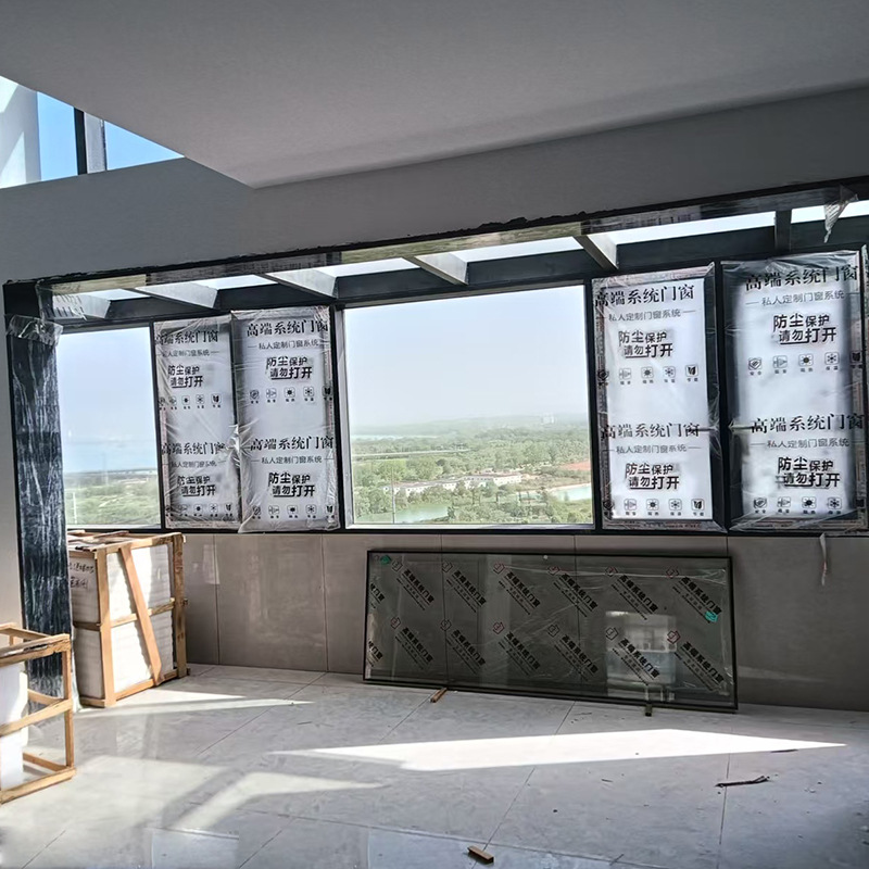 Puertas y ventanas de aleación de aluminio de doble capa de vidrio hueco ventanas de aislamiento acústico puente roto abierto nuevo estilo hermoso ventana panorámica de piso simple