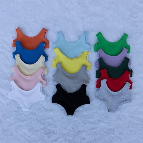 Baby clothes 10cm 15cm 20cm cotton doll swimsuit solid color one-piece 20cm doll figurine clothing