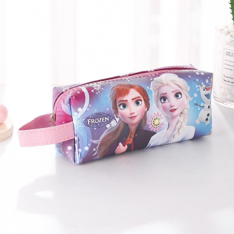 Bolsa de lápices con dibujos animados para niños, bolsa de papelería gruesa de doble capa, gran capacidad, para estudiantes, bolsa de almacenamiento