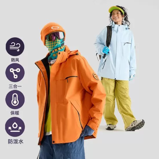 骆陀同款冲锋衣女三合一户外徒步登山运动防风防水抓绒内胆外套男