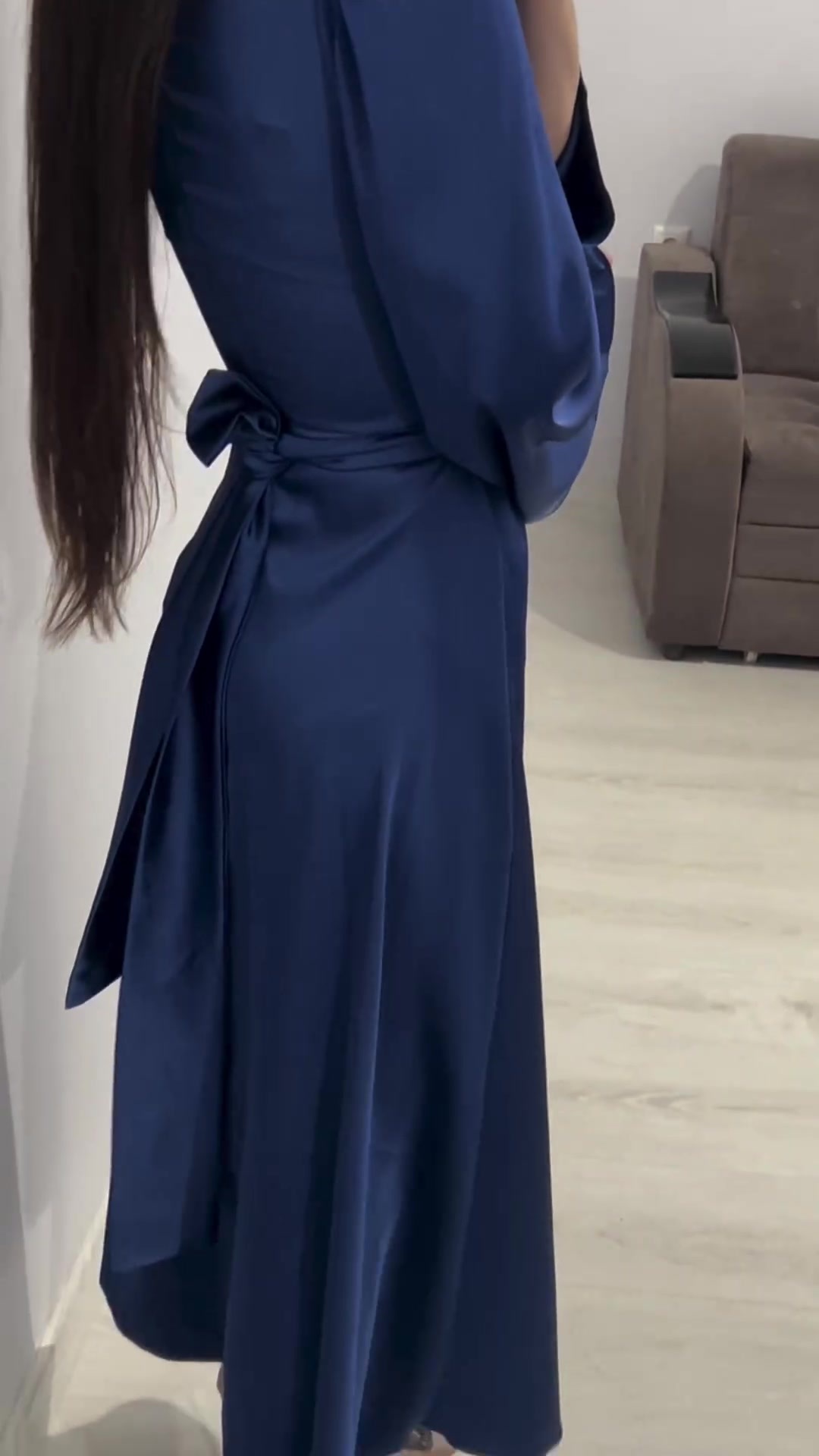 Women's Dress Long Sleeve Slim Fit Waist Strap Solid Colour Autumn_voghion.com