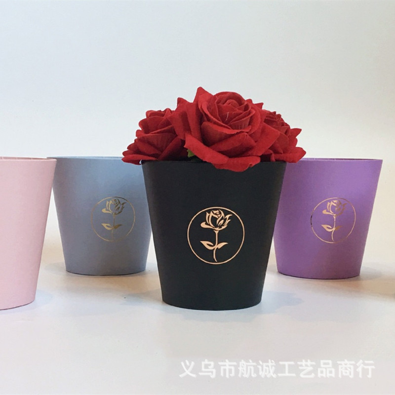 航诚工艺迷你鲜花盒单朵花束盆栽花盒圆桶生日礼物手捧惊喜盒现货