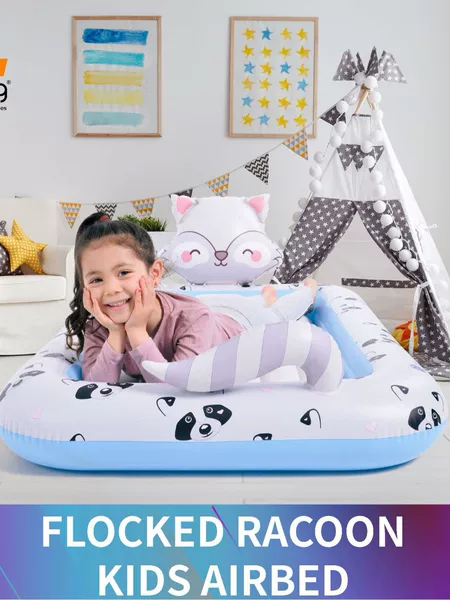 Jilong Inflatable Bed, Elevated Portable Inflatable Children's Air Mattress, Lazy Air Bed, Foldable Flocked Nap Mattress