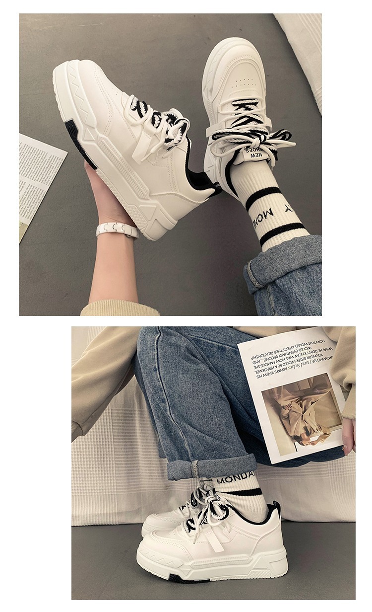 35-43 Übergröße Damen 41 dicke Sohlen vielseitige weiße Frühlingsdesign sportliche und lässige Boardschuhe 42_voghion.com
