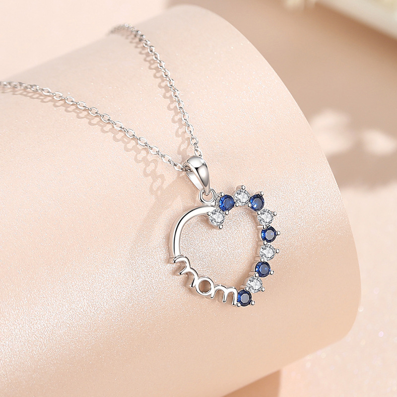 Collar transfronterizo 925 plata nuevo collar del día de la madre MOM europeo y americano diseño avanzado, cadena de clavícula de nicho de lujo ligero