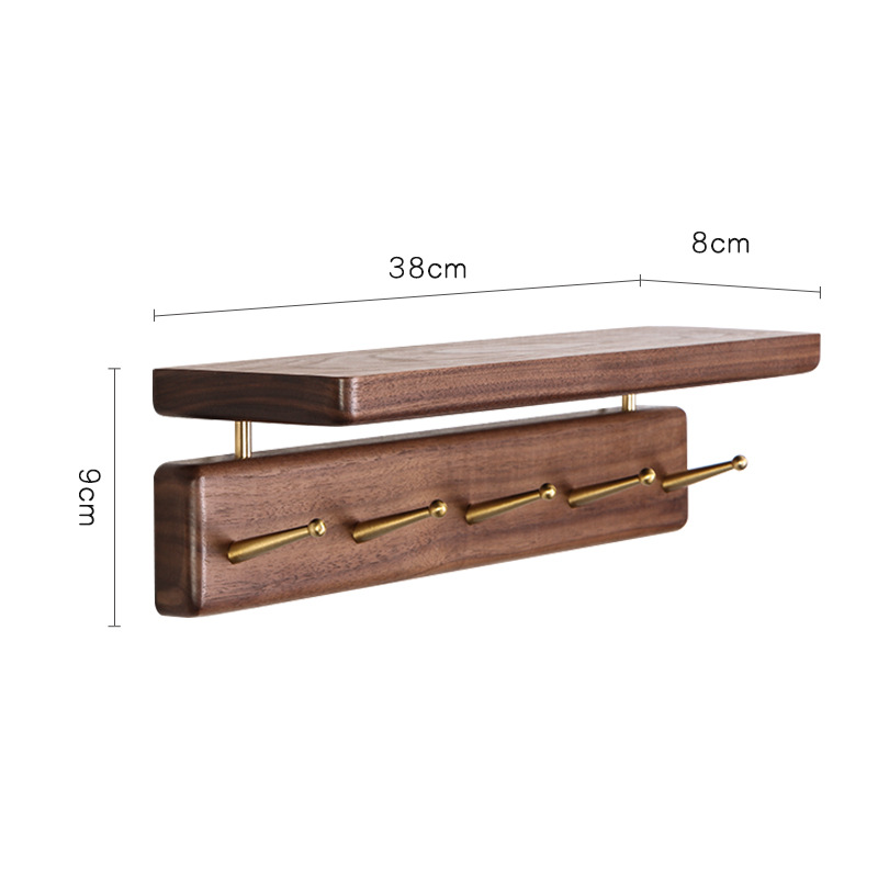 Fábrica directa sin perforación gancho de ropa de nuez negra puerta de entrada gancho de llave de pared almacena gorras de ropa de puerta image 19