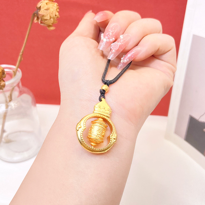 Vietnam oro de seis palabras mantra giratorio oración tubo COLLAR COLGANTE de las mujeres elegante retro de alto grado todo partido cadena de la clavícula