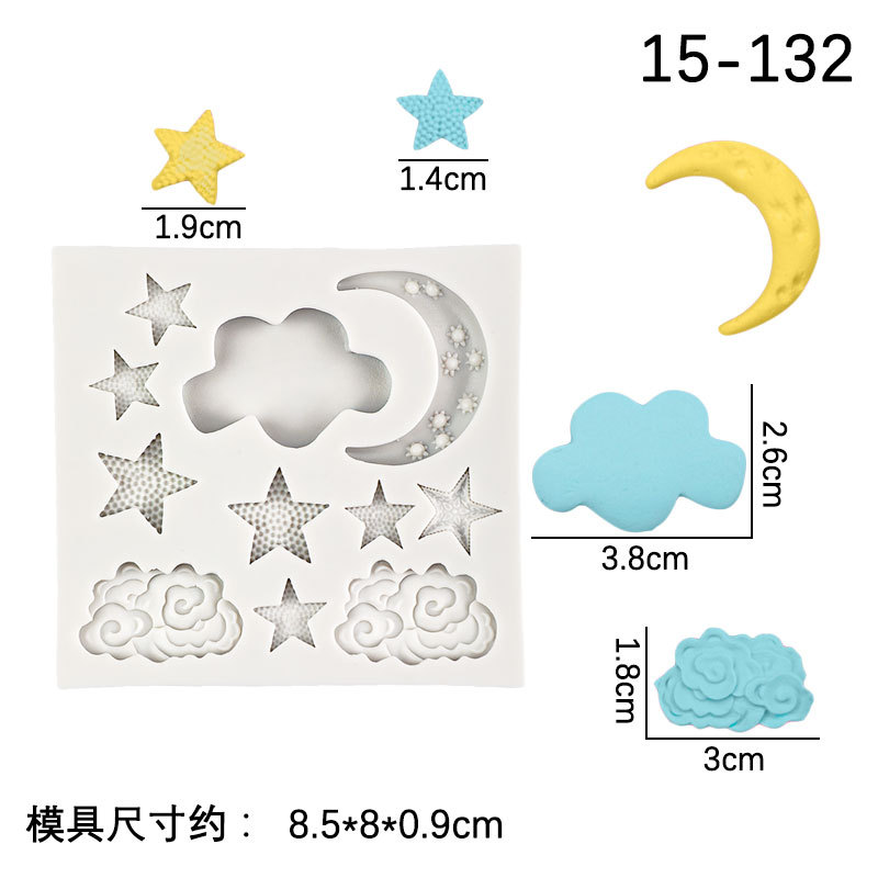 DIY nuevo blanco nube estrella Luna epoxi molde fondant pastel molde de silicona chocolate epoxi molde de arcilla