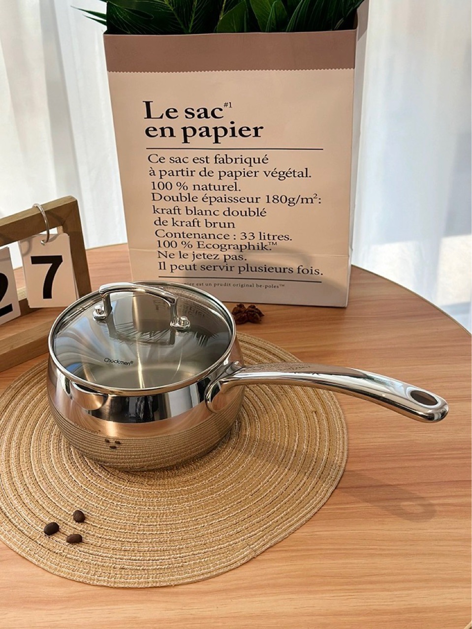 Chockmen18-10 stainless steel three-layer steel integrated spot welding single handle milk pot milk pot cooking noodles porridge 16cm