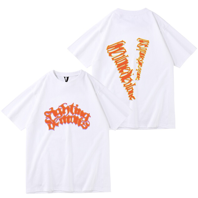 Cross-Border Vlone Company's New Men's and Women's T-Shirts, Round Neck, Personalized Print, Versatile Bottoms, Shirts, Beautiful Hip-Hop Style