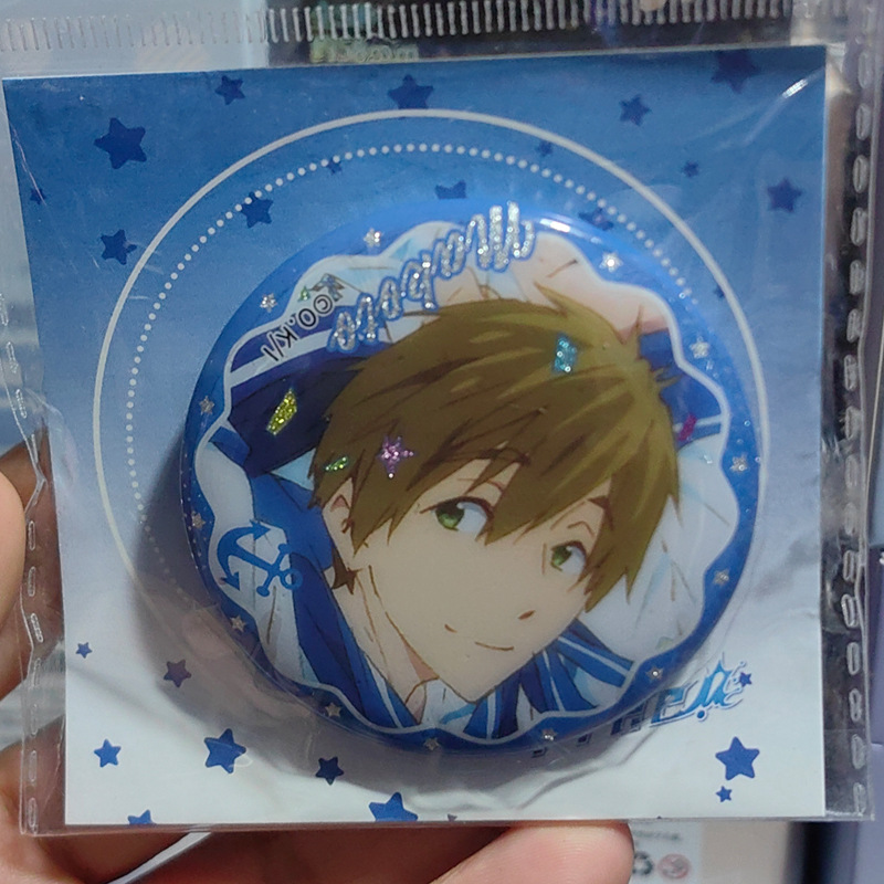 Authentic Peripheral Free Men's Swimming Club Double Flash Bar Refrigerator Magnet Seto Tinplate Magnetic Badge