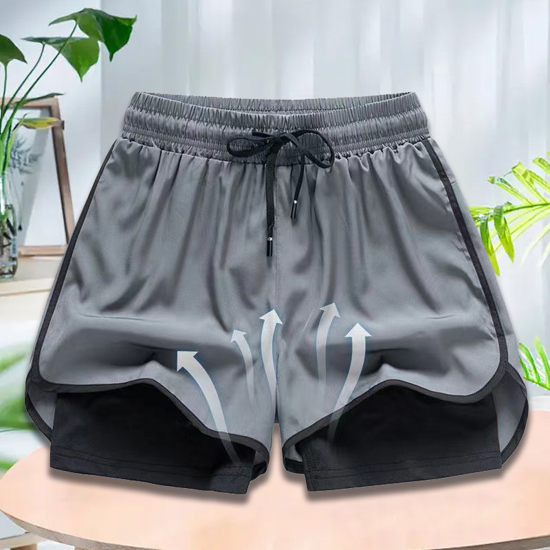 더블 레이어 그레이 수영 트렁크(방수 가방 포함)