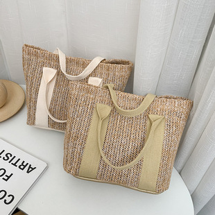 Straw capacious bag strap, fresh universal beach shoulder bag