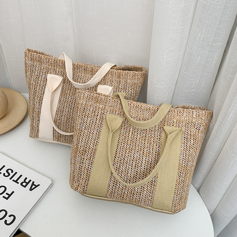 Woven Bag Single Shoulder Crossbody Straw Woven Bag Large Capacity Summer Bag Women's Fresh Style Travel Vacation All-match Beach Bag Woven Bag Single Shoulder Crossbody Straw Woven Bag Large Capacity Summer Bag Women's Fresh Style Travel Vacation All-match Beach Bag