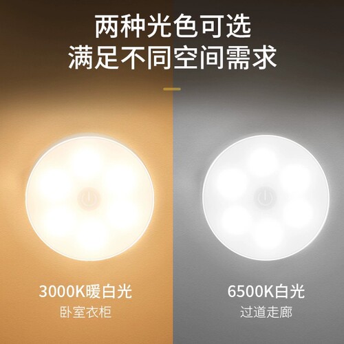 Delixi human body induction led night light rechargeable self-adhesive atmosphere light bedroom sleep bedside lamp baby eye protection