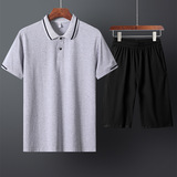 Однотонный дышащий комфортный спортивный костюм, большой размер, для бега, короткий рукав