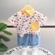 Boys Full Print Lar Shirt Short-sleeved suit 2025 Summer New Boys' Casual Denim Shorts Two-piece Set