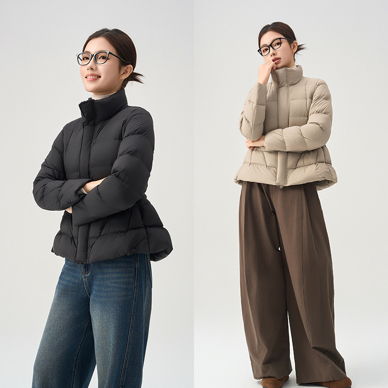 [Same Style in Shopping Malls] 90 White Duck down Jacket Women's Winter New Rib down Jacket Waist Slimming Look down Jacket