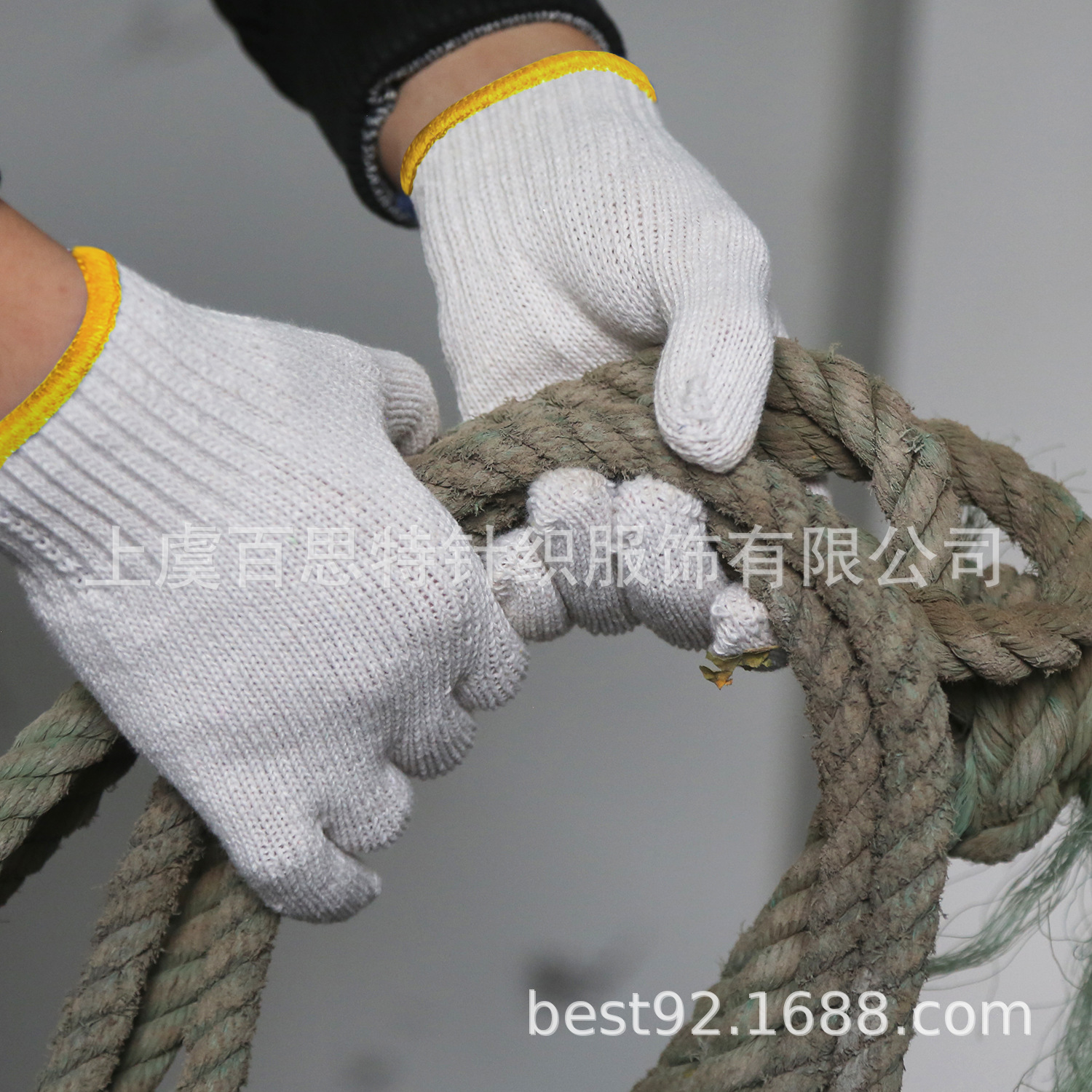 户外劳动工地工作7针涤棉手套手部防护耐磨厂家直供定制款式颜色