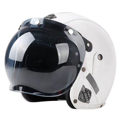 Motosiklet dəbilqələri – Electric Vehicle Safety Helmet - m-milky-white-black-tea-bubble-mirror-you-can-leave-a-message-to-exchange-for-a-transparent-mirror-comes-with-a-hat-brim-face-towel