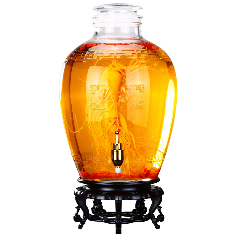 Glass Wine Jar with Faucet, 20-Pound Capacity, 10-Pack Household Glass Wine Bottles for Sealing and Home Winemaking Use