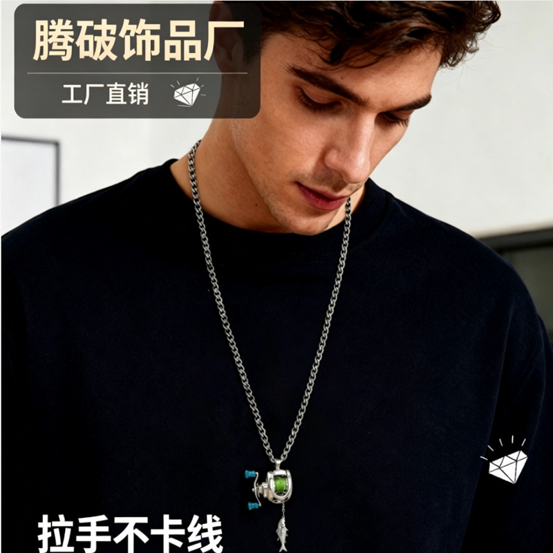 Best-selling product on cross-border independent sites: Mini fishing reel necklace