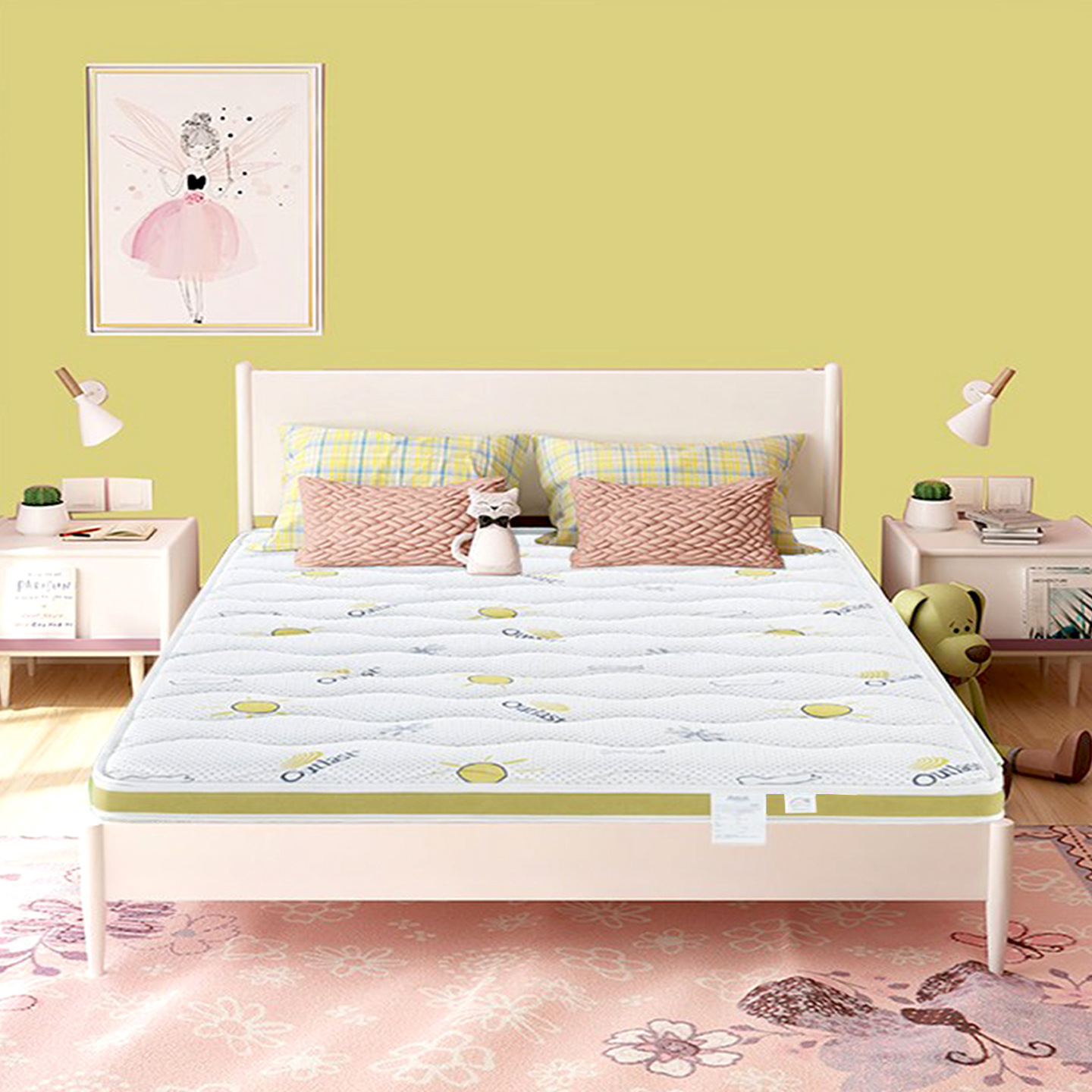 Children's Mattress Formaldehyde-Free Spine-Protecting Jute Palm Semi-Hard Coconut Palm Latex 1.35m Youth Spring Mattress
