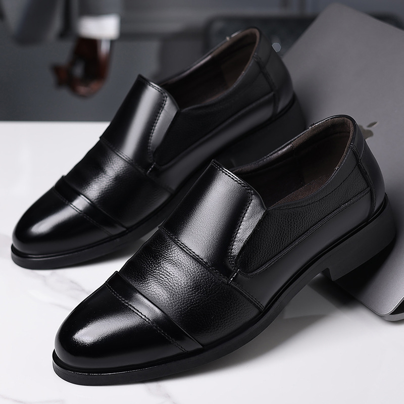 [First-Layer Cowhide] Men's Business Casual Leather Shoes, Genuine Leather Formal Wear, Soft Sole, High-End Slip-On Loafers