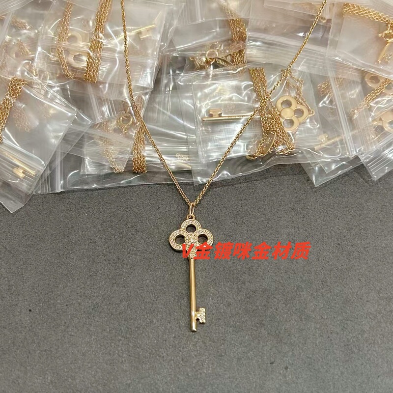 High Quality Sterling Silver Key Necklace Cnc Rose Gold Malachite White Mother of Pearl Factory Direct Sale