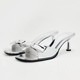 New sandals, women's wine glasses, 2024 summer slim heels, high heels, women's metal bow, silver back empty women's shoes