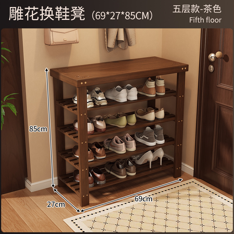 Zapatero integrado con banco para cambiar zapatos para uso doméstico en la entrada del pasillo, se puede usar para sentarse, banco de almacenamiento de zapatos de varias capas simple para apartamentos de alquiler. image 33