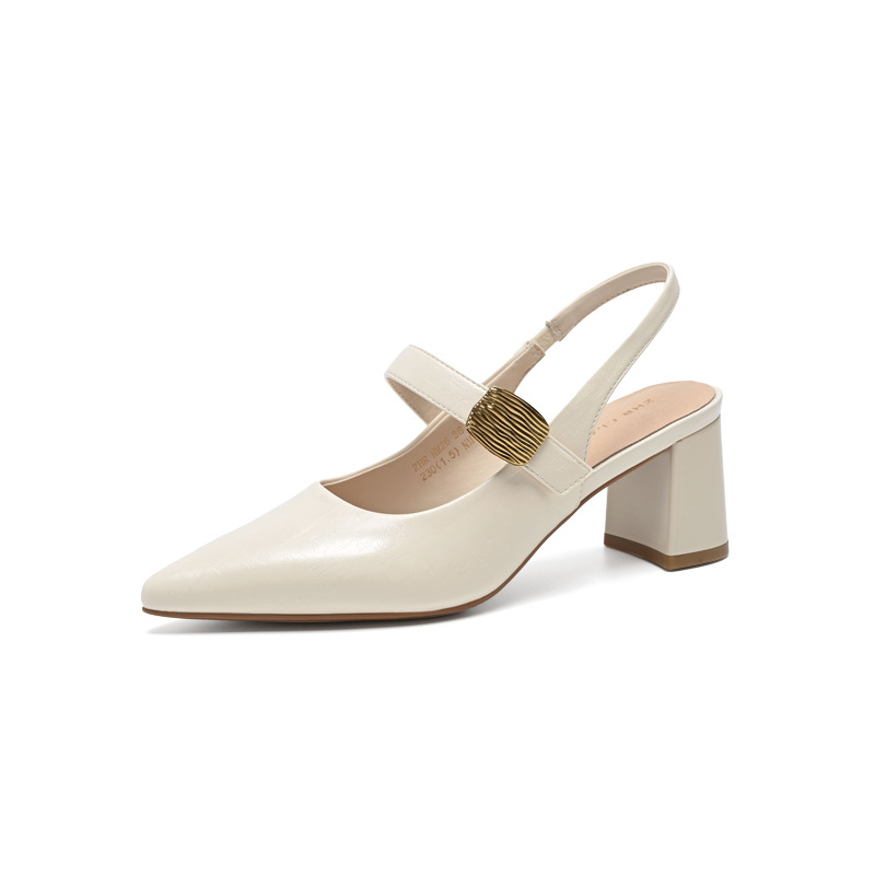 Sandal nữ mũi hở gót thấp kiểu Pháp thanh lịch — Rượu sâm banh NM26