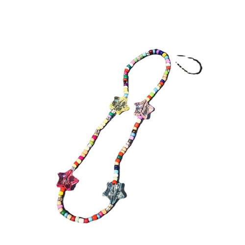 Korean version of the new ins style colorful rice beads beaded mobile phone chain ins fashion bear love flower bow tie pendant for women