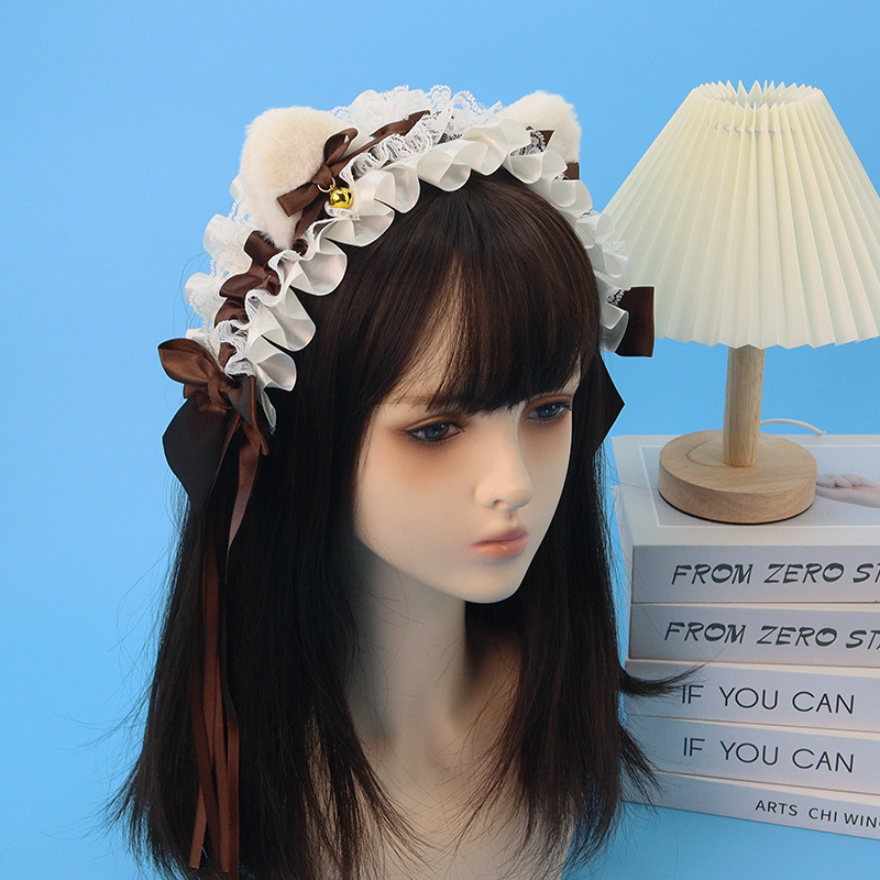 Cosplay de dibujos animados camarera adorable pulsera de encaje collar de ojos pegada de cabello cola zorro adornos de cabello show dress