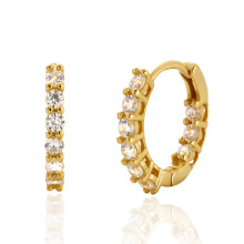 YHE0661 跨境欧美轻奢s925纯银耳扣 单排钻圆环简约锆石耳环耳饰