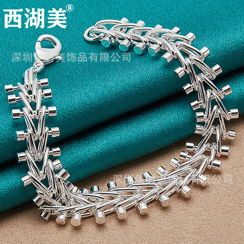 West Lake beautiful silver jewelry double row beaded chain bracelet female jewelry jewelry