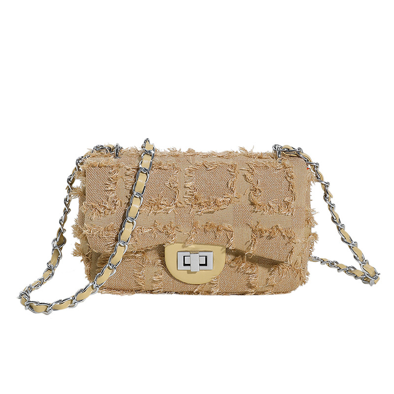 Bolso bandolera de lona Bolso retro Mujer 2025 Verano Nuevo estilo Moda Bolso bandolera simple Cadena simple Bolso cuadrado pequeño