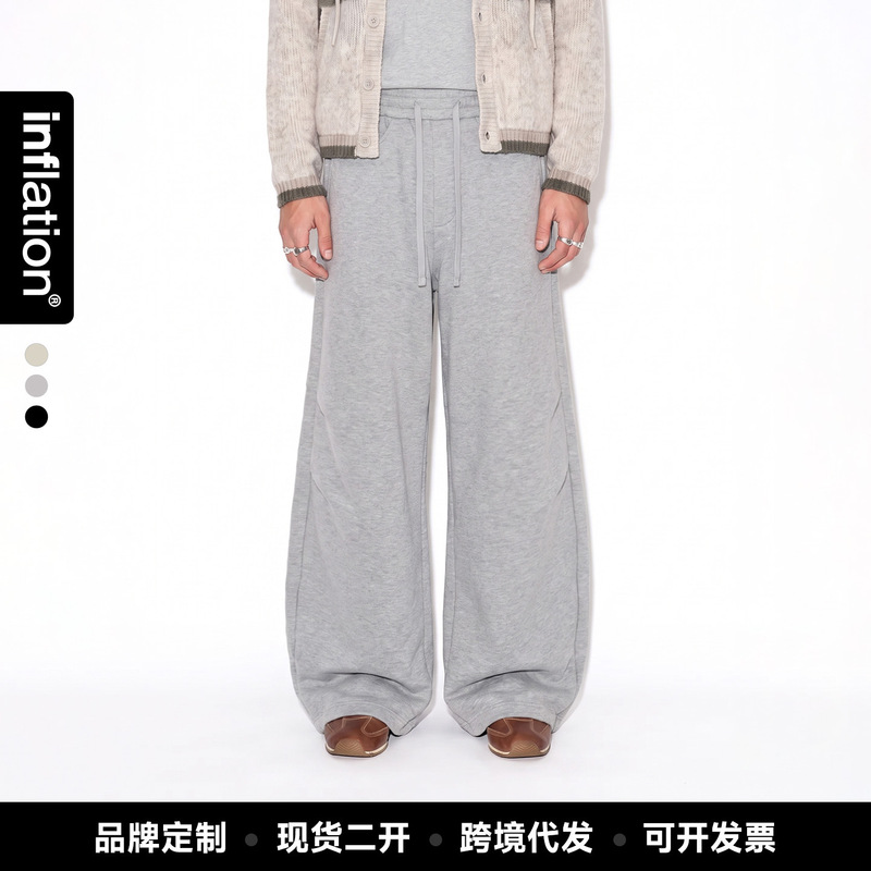 Jie Zhan Men's Clothing | Double-pleated, curved-leg trousers, 2026 autumn/winter new collection, heavyweight eggshell fleece athletic sweatpants, fleece-lined casual pants Jie Zhan Men's Clothing | Double-pleated, curved-leg trousers, 2026 autumn/winter new collection, heavyweight eggshell fleece athletic sweatpants, fleece-lined casual pants