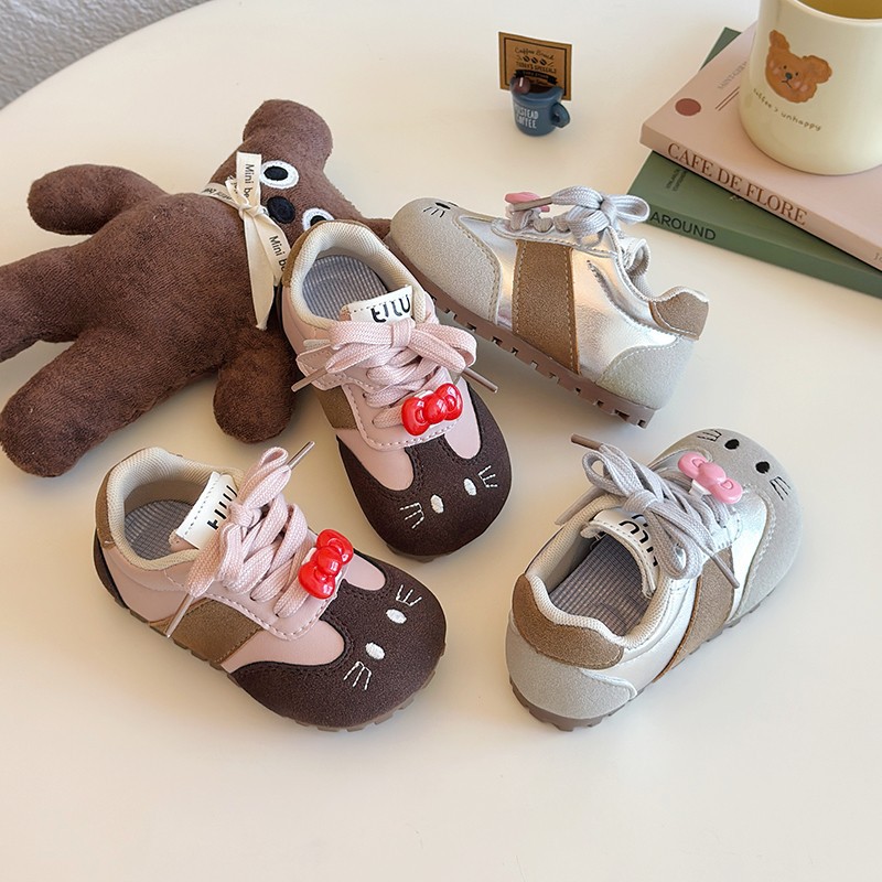 2025 spring new baby sneaker girls cute cat casual shoes small and medium-sized children soft bottom Forrest Gump shoes foreign trade