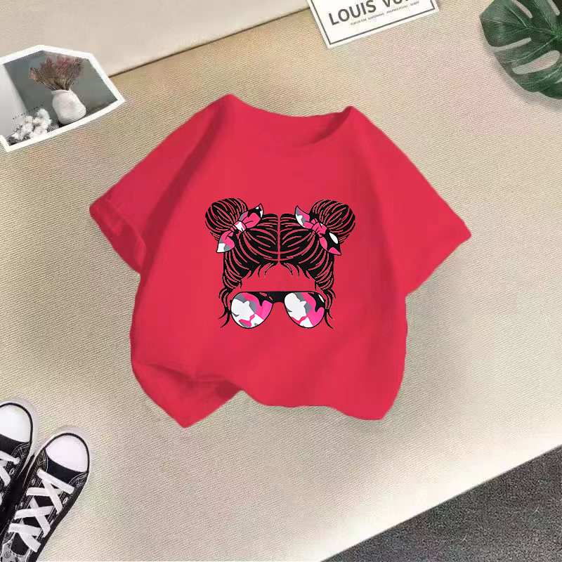 Ropa para niños transfronterizos 2024 verano nuevas camisetas de manga corta para niños y niñas tops de cuello redondo de moda bebé de media manga de algodón